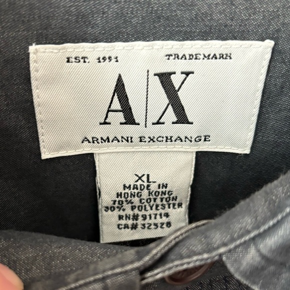 Armani Exchange Men’s Charcoal Gray/black button down shirt. XL - Picture 3 of 5
